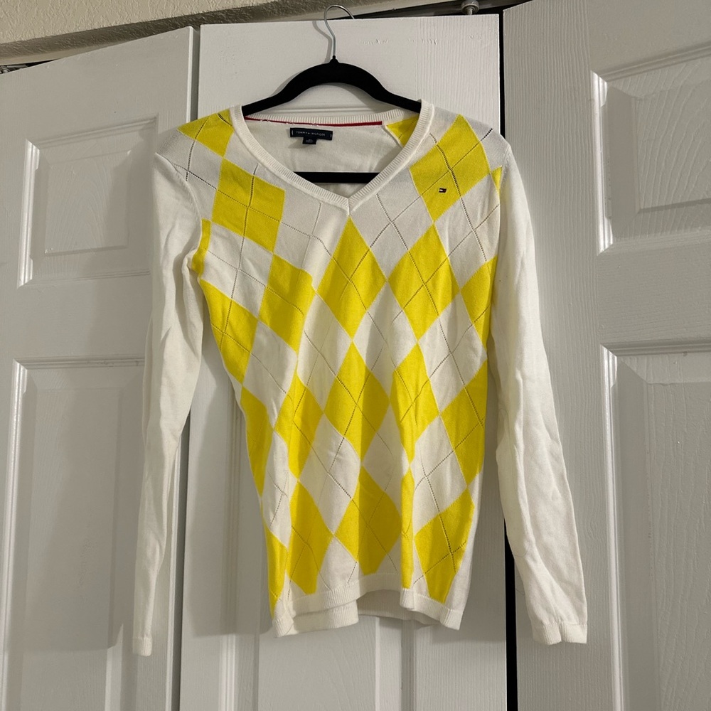 Tommy Hilfiger Women's Yellow Argyle Sweater